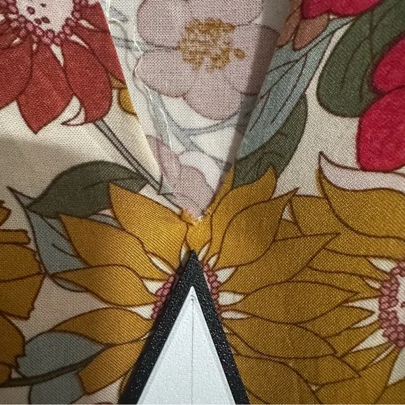 Floral Print Maxi Dress L Long Sleeve V Neck Lined Boho Hippie - Picture 3 of 7